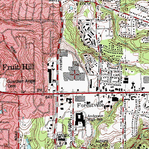 Topographic Map of Beechmont Mall Shopping Center, OH