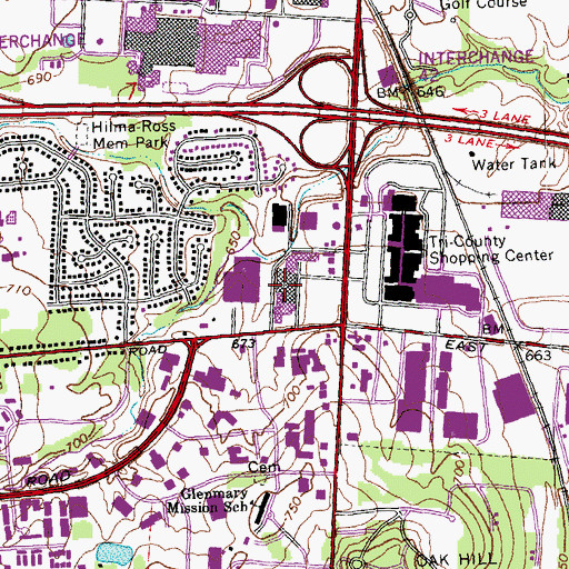 Topographic Map of Princeton Plaza Shopping Center, OH