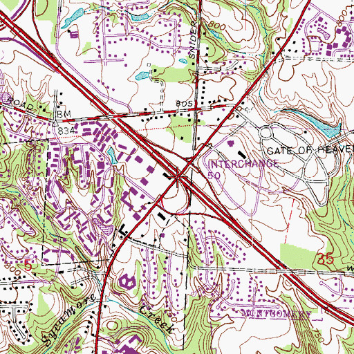 Topographic Map of Interchange 50, OH