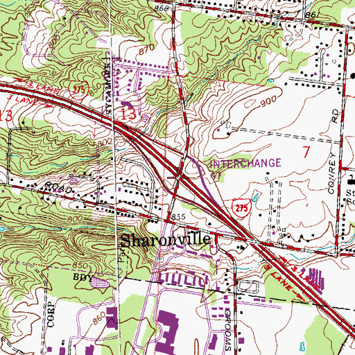 Topographic Map of Interchange 47, OH