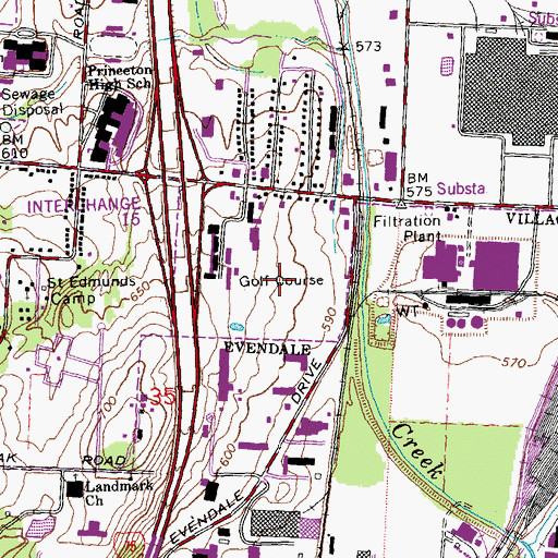 Topographic Map of Golden Tee Golf Course, OH