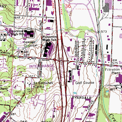 Topographic Map of Interchange 15, OH