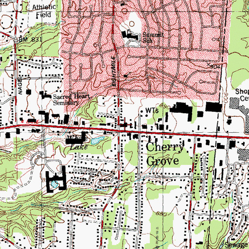 Topographic Map of Crossings of Anderson Shopping Center, OH