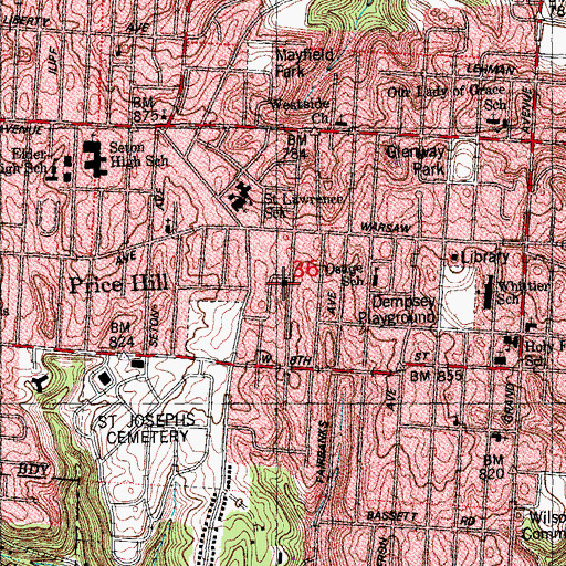 Topographic Map of Price Hill United Church of Christ (historical), OH
