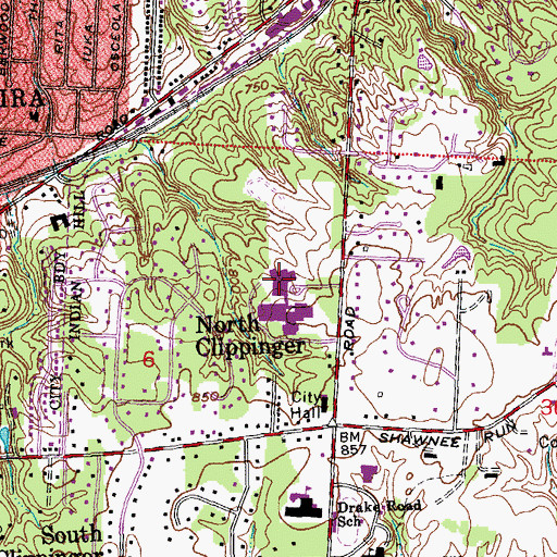 Topographic Map of Indian Hill Middle School, OH