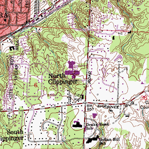 Topographic Map of Indian Hill High School, OH
