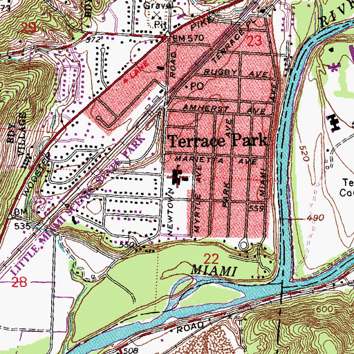 Topographic Map of Terrace Park Elementary School, OH