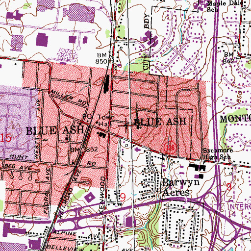Topographic Map of Blue Ash Baptist Church, OH