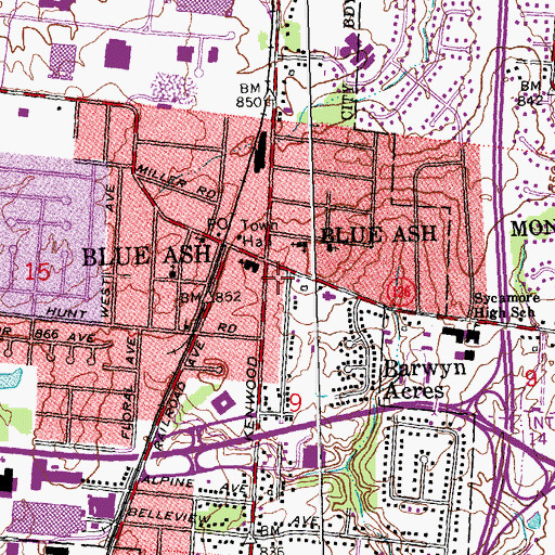 Topographic Map of Crossings of Blue Ash Shopping Center, OH