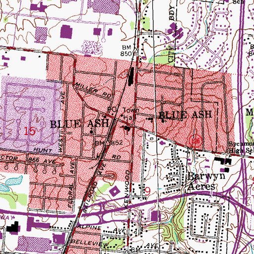 Topographic Map of Blue Ash Elementary School, OH