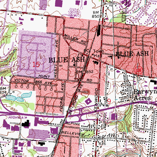 Topographic Map of Blue Ash Church of the Nazarene, OH