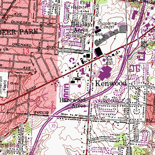 Topographic Map of Saint Vincent Ferrer School, OH
