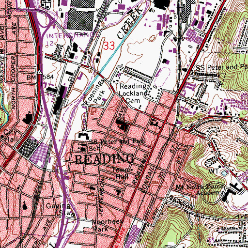 Topographic Map of Central Elementary School, OH