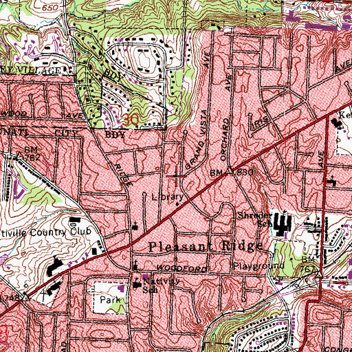 Topographic Map of All Saints Episcopal Church, OH