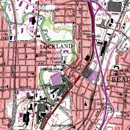Topographic Map of Lockland Church of the Nazarene, OH