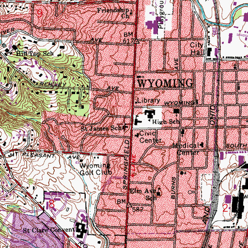 Topographic Map of Saint James Catholic Church, OH