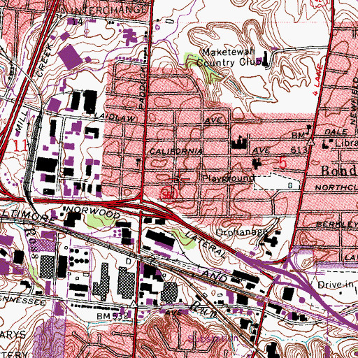 Topographic Map of Bond Hill-Saint Mark United Methodist Church, OH