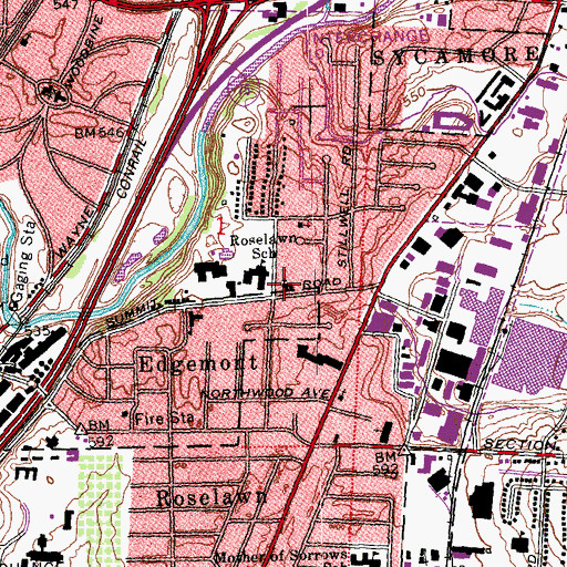 Topographic Map of Roselawn Lutheran Church, OH