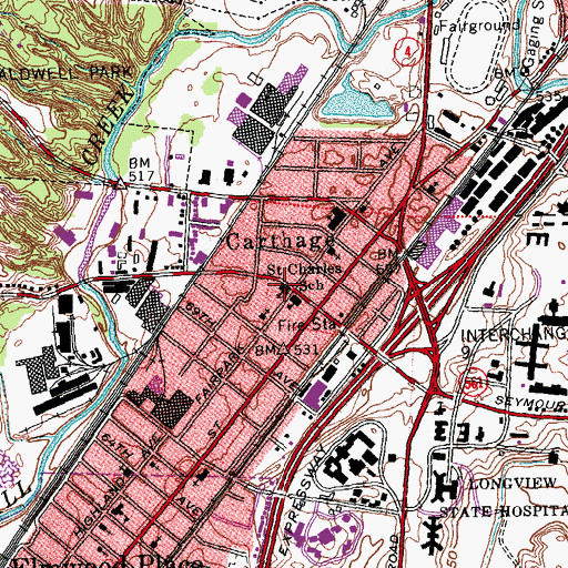 Topographic Map of Saint Charles Borromeo Catholic Church, OH
