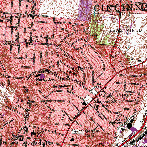 Topographic Map of Saint Thomas Aquinas Catholic Church, OH
