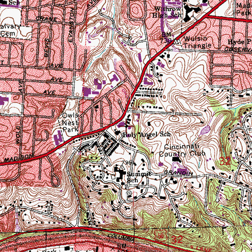 Topographic Map of Holy Angels Catholic Church (historical), OH
