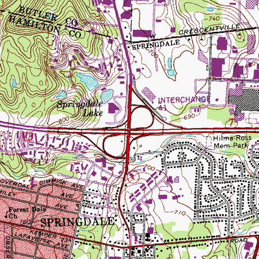 Topographic Map of Interchange 41, OH