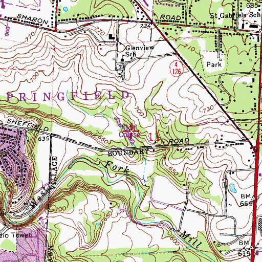 Topographic Map of Glenview Golf Course, OH