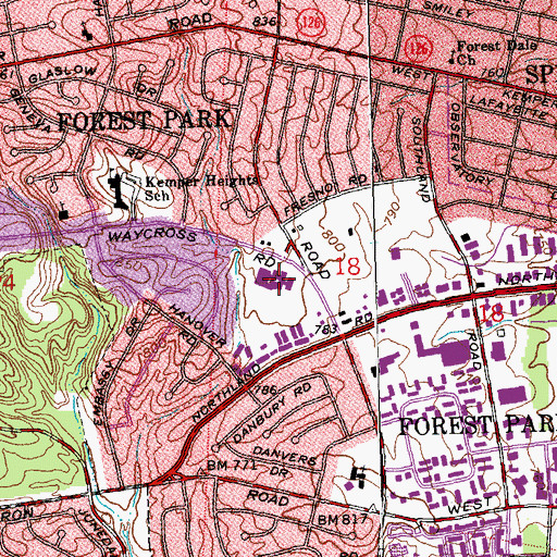 Topographic Map of Greenhills-Forest Park Middle School, OH