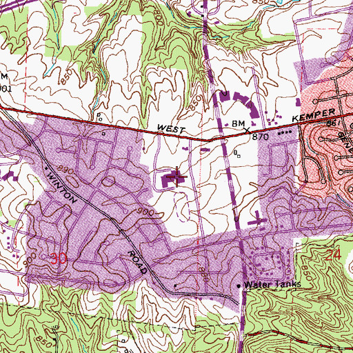 Topographic Map of Winton Woods High School, OH