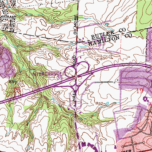 Topographic Map of Interchange 39, OH