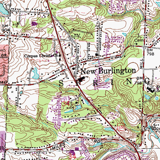 Topographic Map of New Burlington Elementary School, OH