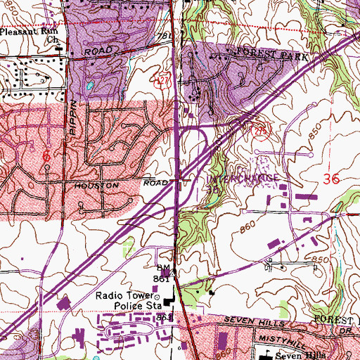 Topographic Map of Interchange 36, OH