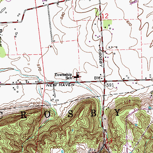 Topographic Map of Crosby Elementary School, OH