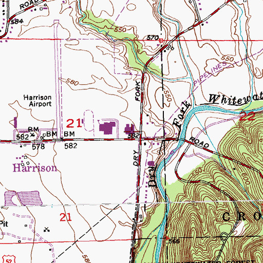 Topographic Map of Harrison Middle School, OH