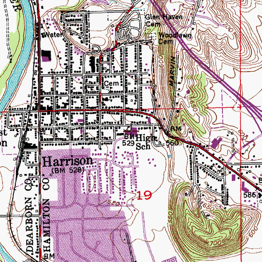 Topographic Map of Harrison Elementary School, OH