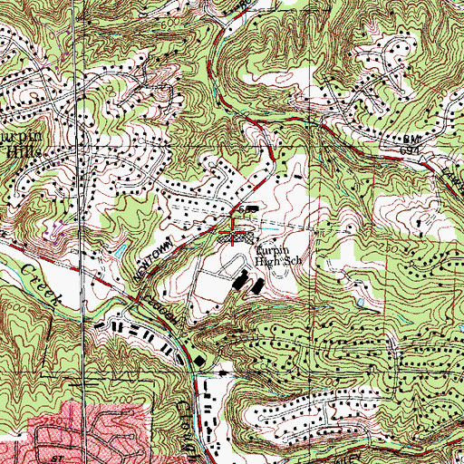 Topographic Map of Turpin High School, OH