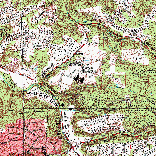 Topographic Map of Mercer Elementary School, OH