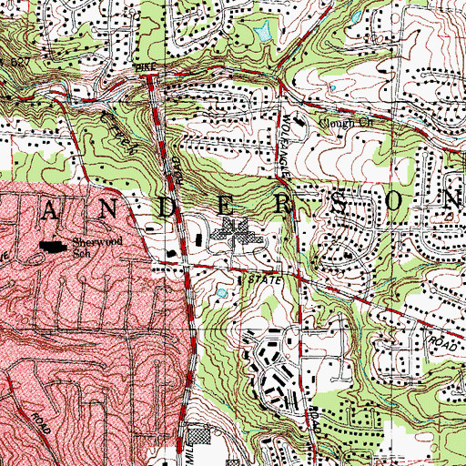 Topographic Map of Mercy Hospital Anderson, OH