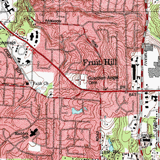 Topographic Map of Guardian Angel Cemetery, OH