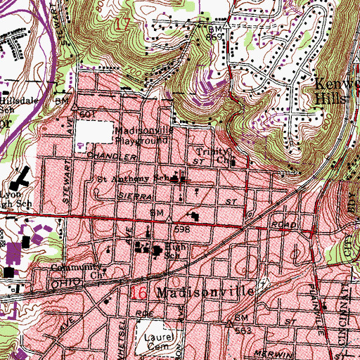 Topographic Map of Saint Anthony Catholic Church, OH