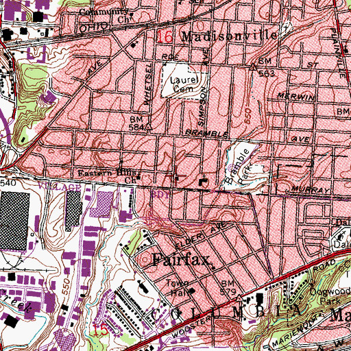 Topographic Map of Fairfax Church of the Nazarene, OH
