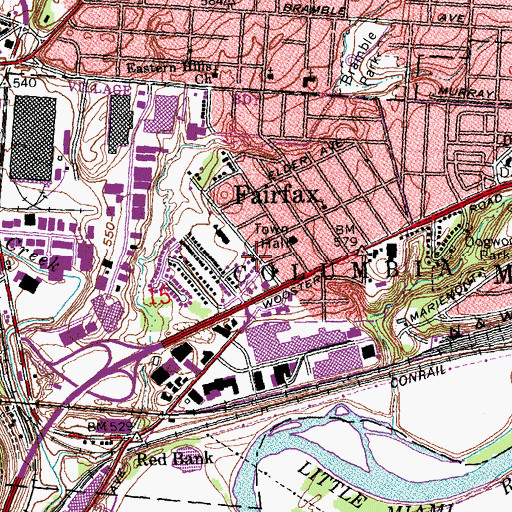 Topographic Map of Fairfax Presbyterian Church, OH