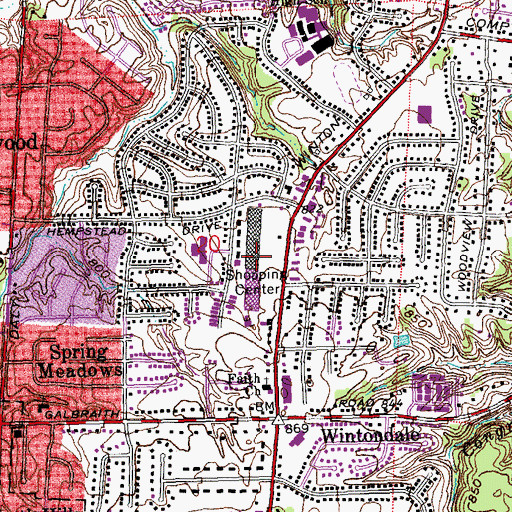 Topographic Map of Brentwood Plaza Shopping Center, OH