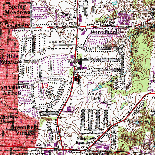 Topographic Map of Whitaker Elementary School, OH