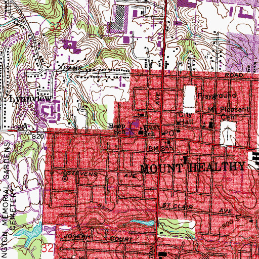 Topographic Map of Hoop Elementary School, OH