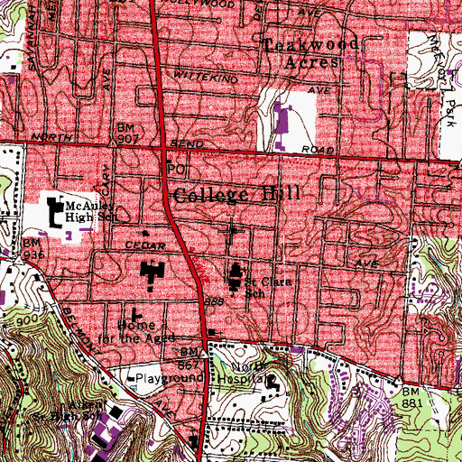 Topographic Map of College Hill United Methodist Church, OH
