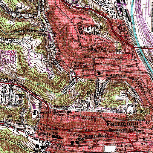Topographic Map of Saint Leos Catholic Church, OH
