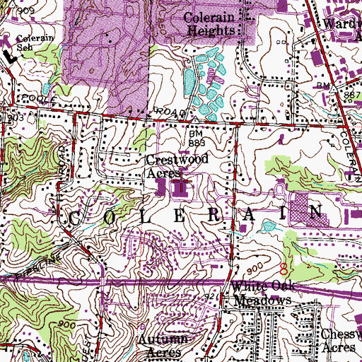 Topographic Map of Colerain High School, OH