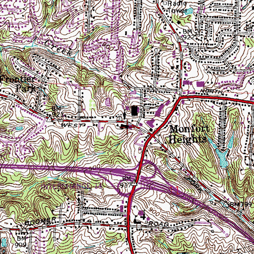 Topographic Map of Monfort Heights Elementary School, OH