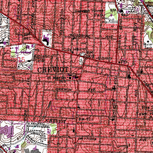 Topographic Map of Saint Martin of Tours Catholic Church, OH
